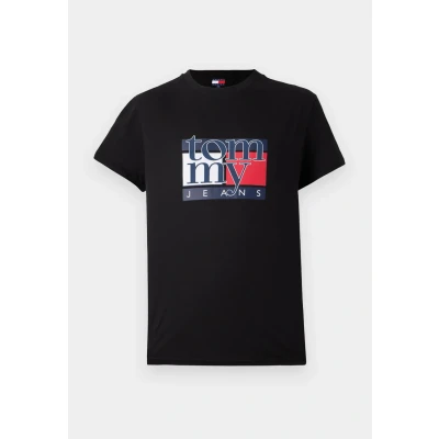 Afbeelding van Tommy Jeans SLIM FLAG TEE Tshirt print, Heren, Maat: 60, Black