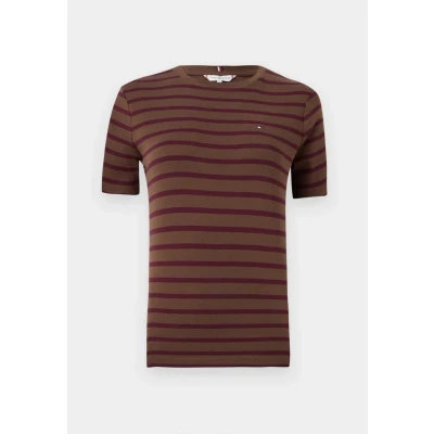 Afbeelding van Tommy Hilfiger SLIM CODY Tshirt print, Dames, Maat: XXS, Legacy brown/deep burgundy