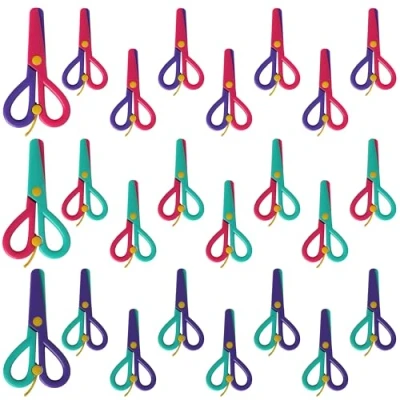 Afbeelding van Belle Vous (24 Pack) Assorted Colour Safety Scissors 12.5cm/5 Inch Blunt Right &amp; Left Handed Art and Craft for School Students
