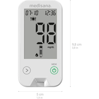 Afbeelding van Medisana Bloedglucosemeter Meditouch2 mg/dL (versie voor België)