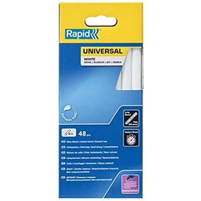Afbeelding van Rapid Lijmpatronen Wit Universeel, 48 Lijmsticks 190mm Lengte, Universele Hete Lijm, voor Lijmpistolen 11mm, 12mm