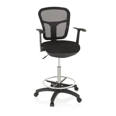 Afbeelding van HJH OFFICE 760008 werkstoel TOP Work 108 netstof zwart ergonomische stoel met ring voetsteun