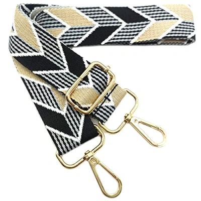 Afbeelding van Verstelbare schouderriem voor tassen, zwart beige, tasriemen om te wisselen, tasriem, breed met karabijnhaak, goud, 80 130 cm, draagtas, dames, schouderriem, handtas, 3,8 204
