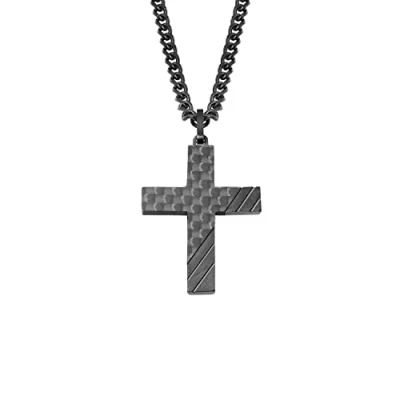 Afbeelding van s.Oliver MIT ANHÄNGER FÜR Herren KREUZ, Edelstahl IP SCHW Ketting, Heren, Maat: 50, Schwarz