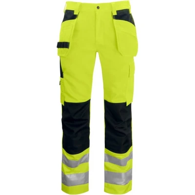 Afbeelding van ProJob 6531 SIGNALISATIEBROEK MET KNIEZAKKEN EN SPIJKERZAKKEN ISO 20471 KLASSE 2 646531 Geel/Zwart