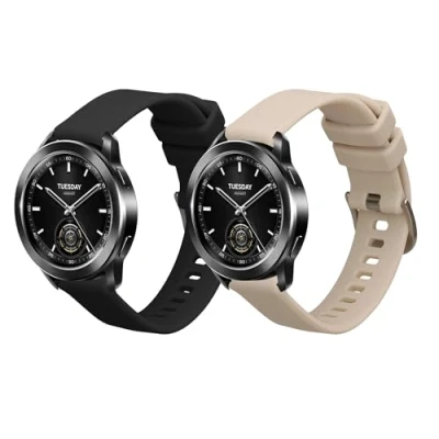 Afbeelding van kwmobile 2x horlogebandjes geschikt voor Xiaomi Watch S3 bandje Smartwatch bandjes van TPU Activity tracker horloge band in zwart / crème
