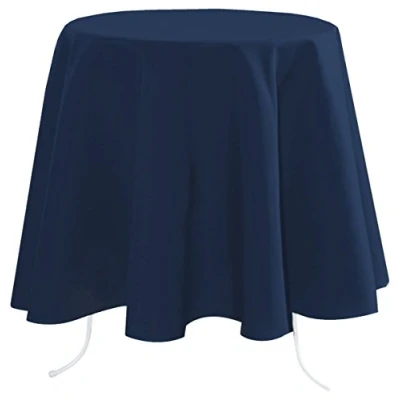 Afbeelding van stof Textiles Tafelkleed 145 x 240 cm donkerblauw Eettafel tafellakens polyester tafel dekken nette afwerking
