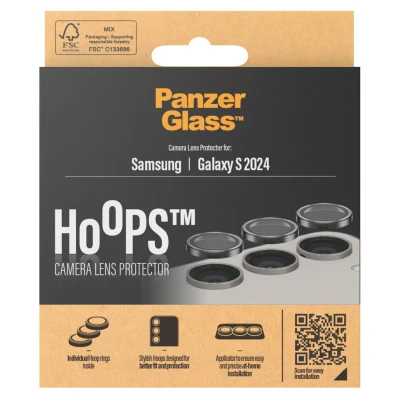 Afbeelding van Screenprotector Samsung Galaxy S24: PanzerGlass Camera Protector Hoop Optic Rings Zwarte randen