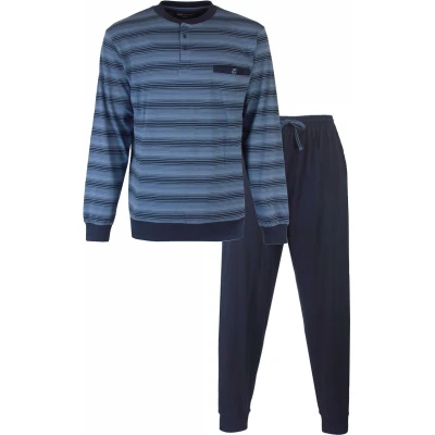 Afbeelding van Paul Hopkins Heren Pyjama Gestreept Petrol Blauw Maat L