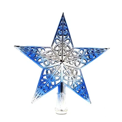 Afbeelding van JMAHM Boom Toppers Kerstster Xmas Boomtop Topper Decoratie Ornament (20cm, Blauw Zilver)