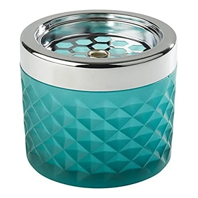 Afbeelding van APS Wind asbak, gemaakt van verchroomd metaal, mat glas, met bajonetsluiting, Ø 9,5 cm, 8 cm hoogte, lichtblauw