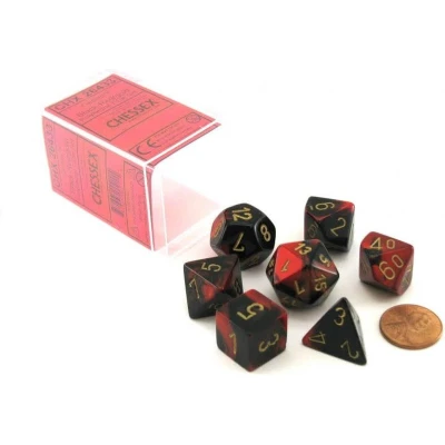 Afbeelding van Chessex Gemini Zwart Rood/goud Polydice Dobbelsteen Set (7 stuks)