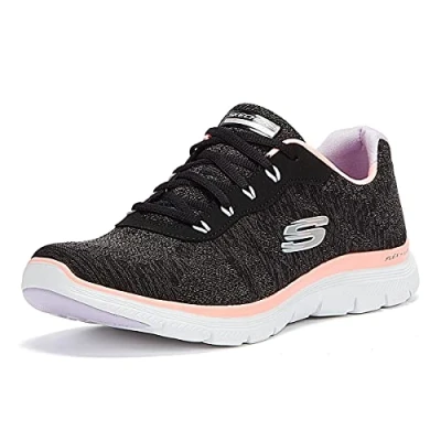 Afbeelding van Skechers Flex Appeal 4.0 Fresh Move Sneaker voor dames, Zwart Mesh Koraal Lavendel Trim, 41 EU