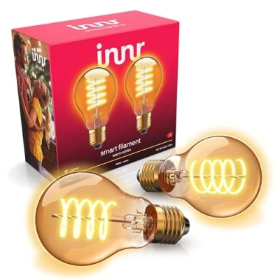 Afbeelding van Innr Smart Lamp E27 Vintage Filament LED werkt met Philips Hue*, Homey en Home Assistant Slimme Verlichting Warmwit Licht 2200K Zigbee Dimbaar 2 Pack