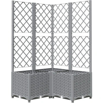 Afbeelding van vidaXL Plantenbak met latwerk 80x80x136 cm polypropeen lichtgrijs