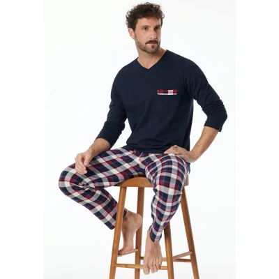 Afbeelding van Schiesser SET Pyjama Blau rot, Heren, Maat: 56, rot