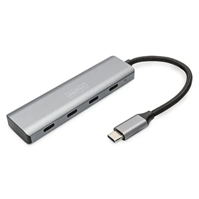 Afbeelding van Digitus DA 70246 USB 3.1 Gen 1 hub 4 poorten Met aluminium behuizing Donkergrijs