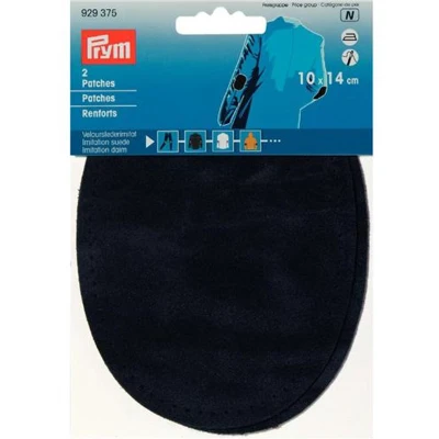 Afbeelding van Prym patches suède, om op te naaien / strijken van veloursimitatie, 14 x 10 cm, marineblauw, 2 stuks