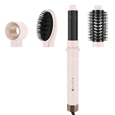 Afbeelding van MaxAir Styler, 5 in 1 haardroger, warmluchtborstelset, ronde borstel föhn, krultang, opzetstukken, drogen, glad, volume, krullen, ionenverzorging, motor met hoge snelheid, roze