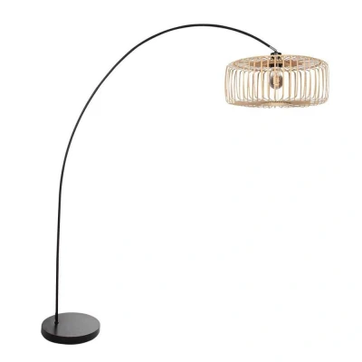 Afbeelding van Steinhauer Booglamp Solva zwart met bamboe 4156ZW