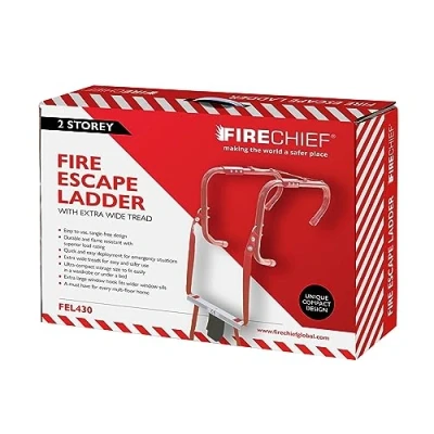 Afbeelding van Firechief FEL430 Fire Escape ladder voor thuisgebruik Compacte lichtgewicht noodsituaties 2 verdiepingen opvouwbare ontsnappingsladder met extra brede loopvlakken