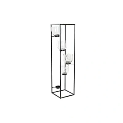 Afbeelding van Kaarshouder DKD Home Decor Kristal Zwart Transparant 18 x 76 cm Ijzer