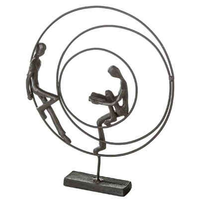 Afbeelding van Casablanca sculptuur, design figuur cirkels hoogte: 23 cm ijzer gepolijst