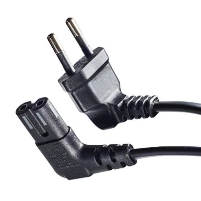 Afbeelding van Netsnoer stroomkabel platte stekker naar Euro 8 hoek 90 voor LCD TV etc. 75cm 0,75m