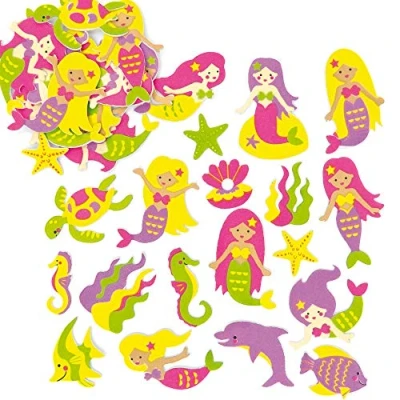 Afbeelding van Baker Ross AF442 Mosrubberstickers &quot;zeemeerminnen&quot; voor kinderen het vormgeven en versieren van zomerse kaarten, knutselwerk collageen (120 stuks), kunststof, 25 mm 60