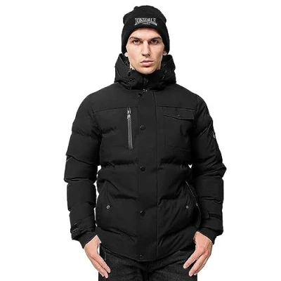 Afbeelding van Lonsdale MIT Kapuze Normale Passform Mallaig Winterjas, Heren, Maat: XL, Black white