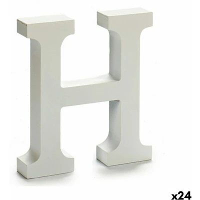 Afbeelding van Brief H Hout Wit (2 x 16 14,5 cm) (24 Stuks)