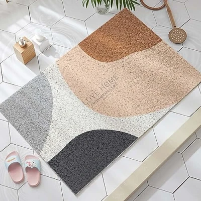 Afbeelding van Loofah douchemat antislip voor binnen douche/badkamer, 60 x 90 cm waterdoorlatendheid zachte getextureerde badmat anti schimmel PVC bad douche mat, sneldrogend