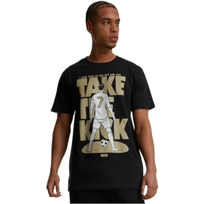 Afbeelding van Merchcode FOOTBALL&#039;S Coming HOME TAKE THE KICK Tshirt print, Heren, Maat: Large, Black