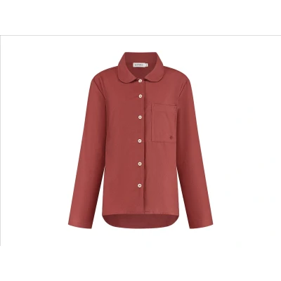 Afbeelding van Yumeko pyjamashirt dames velvet flanel fluweel rood xl