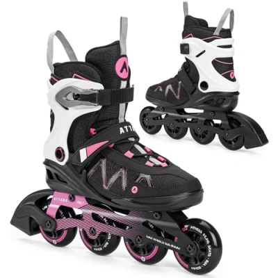 Afbeelding van ATTABO Bliss Schaatsen voor dames, 37 42 EU, comfort en veiligheid, halfharde schaal, aluminium glijders, wielen 80 mm, PU lagers, ABEC 7, verstelbaar een betere aanpassing