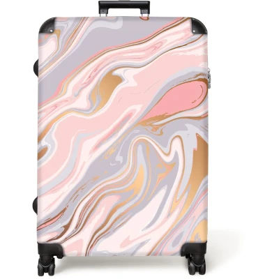 Afbeelding van NoBoringSuitcases.com® Koffer groot Reiskoffer lichtgewicht Marmer Pastel Abstract Patronen Marmerlook Rolkoffer met 4 wielen Grote trolley XL 98 liter bagage