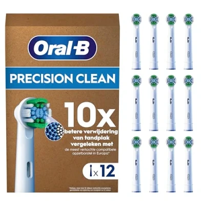 Afbeelding van Oral B Precision Clean Pro Opzetborstels met CleanMaximiser Technologie 12 Stuks Brievenbusverpakking