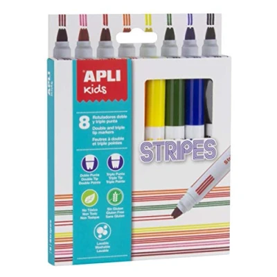 Afbeelding van Apli Kids viltstift Stripes, blister met 8 stuks