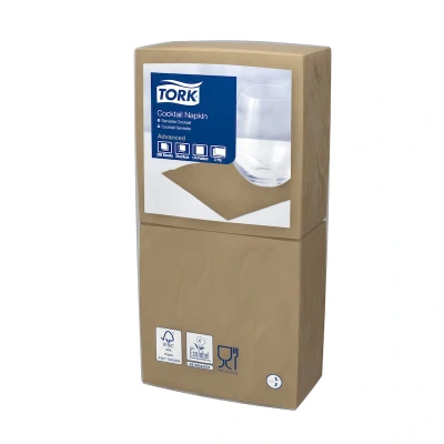 Afbeelding van Tork Cocktailservet 24x24cm 2 laags 1/4 vouw Biscuit 470001