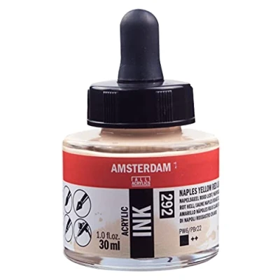 Afbeelding van Amsterdam Acrylic Inkt Fles 30 ml Napelsgeel Rood Licht 292