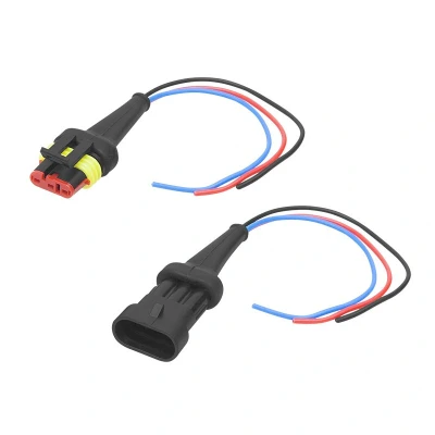 Afbeelding van Hermetische connector set 12 tot 24 Volt Met draad 3 pin superseal IP67