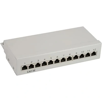 Afbeelding van InLine® Patchpaneel, Cat.5e, tafel /wandmontage, 12 poorts, lichtgrijs, RAL7035