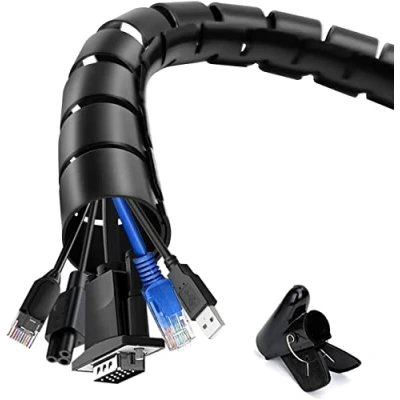 Afbeelding van Draadopruimkous Draadbeheermouw, shinfly 20m met een Draadgeleidingsclip,∅0.87&quot;/22mm+∅1.1&quot;/28mm Draadopruimbuis Draadorganisator voor TV PC Thuis,zwart