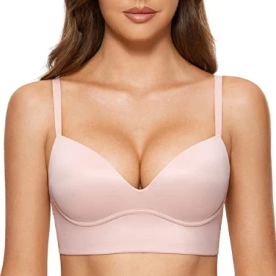 Afbeelding van DOBREVA BH Vrouwen Zonder Riemen Push Up T Shirt Bras Gewatteerde Bustier zachte Naadloze roos 90C