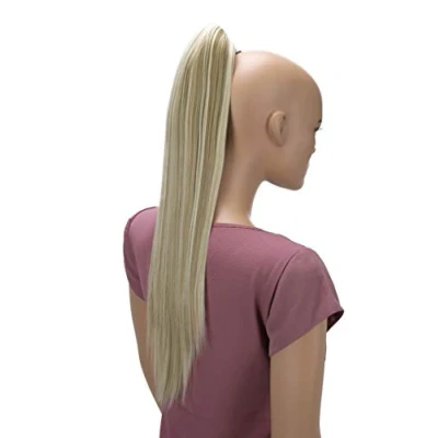 Afbeelding van CAISHA 60cm Pruik Vlecht Paardenstaart Haarextensies Glad Natuurlijk Blond Met Highlights H626
