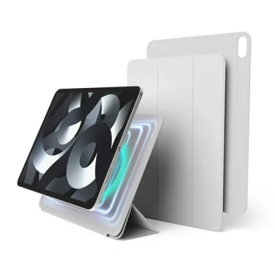 Afbeelding van elago Magnetische Folio Geval voor iPad Air 10.9 inch 5e,4e Gen. Achterplaat kan aan Metaalmaterialen Worden Vastgemaakt,Compatibel met Apple Pencil en elago&#039;s Case, Slank Ontwerp (Lichtgrijs)