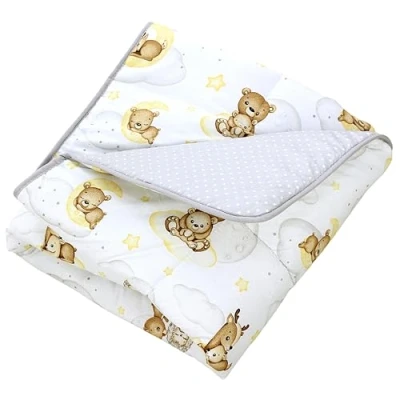 Afbeelding van TupTam Baby Speelmat Kinderen Gewatteerd XXL Peuterdeken 120 x cm Babykamer Slaapdeken, Dieren op wolken/Wit/Grijs/Beige