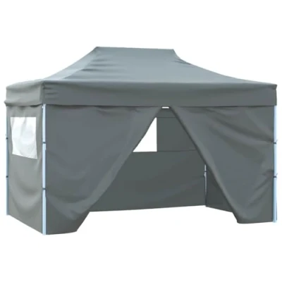 Afbeelding van vidaXL Partytent met 4 Zijwanden Feesttent Tuintent Paviljoen Tuinprieel Prieel Scherm Tuinpaviljoen Partytenten Luifel Inklapbaar 2x2 m Antraciet