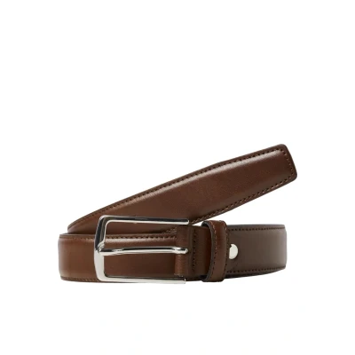 Afbeelding van JACK &amp; JONES leren riem JACCHRISTOPHER cognac
