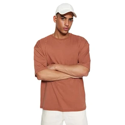 Afbeelding van Trendyol TMNSS22TS0317 Volwassenen Mannen T shirt single Bruin L
